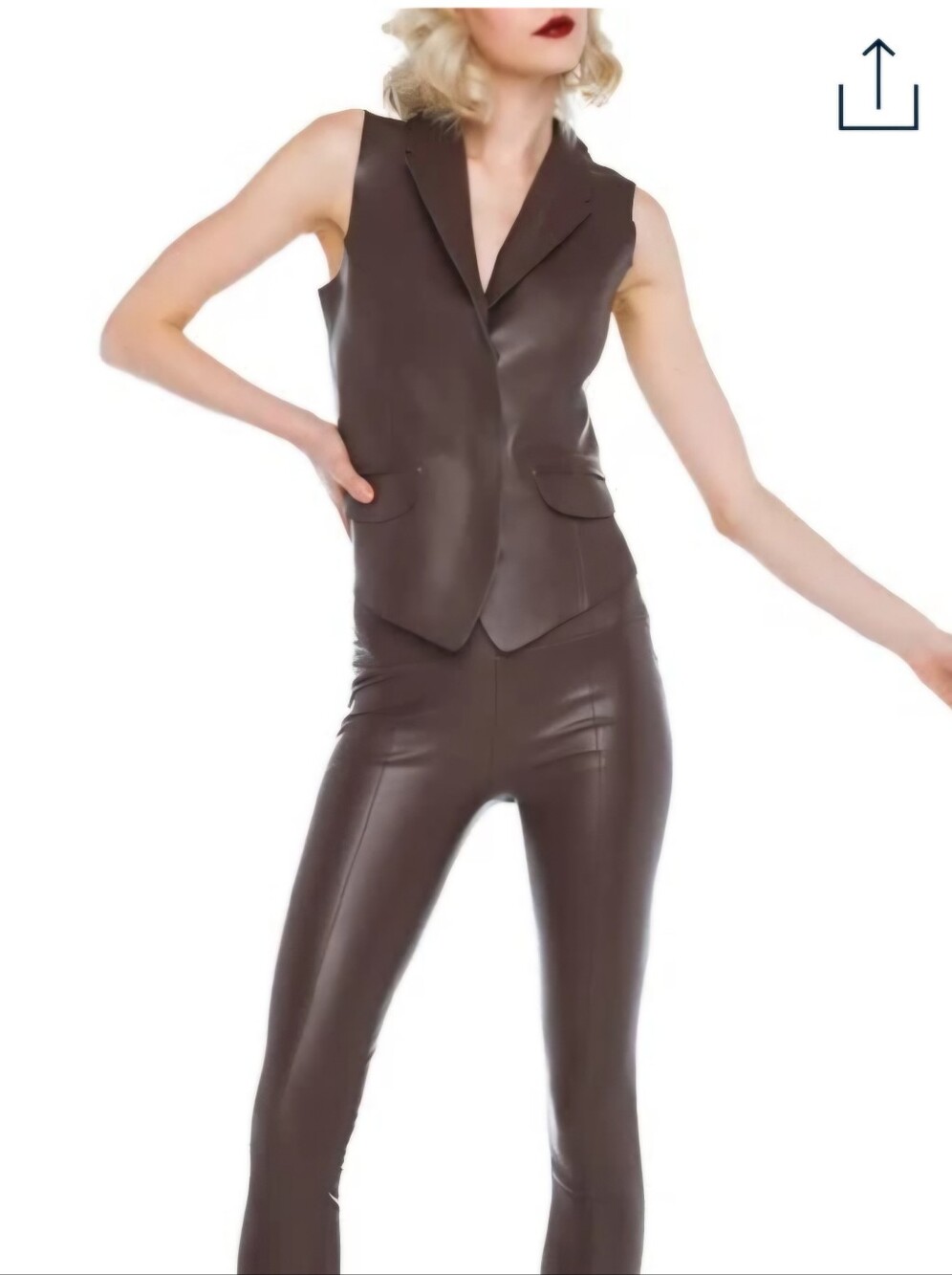 Norma Kamali Brown Leather Vest With Zipper